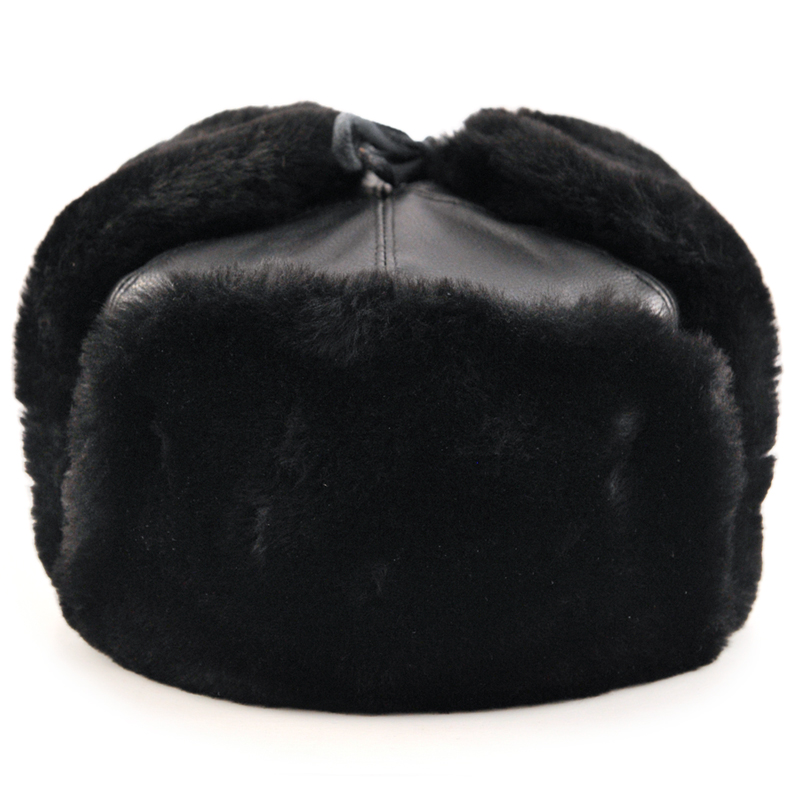Russian Ushanka Hat with Ear Flaps (black) | Product sku SET-100530-100531