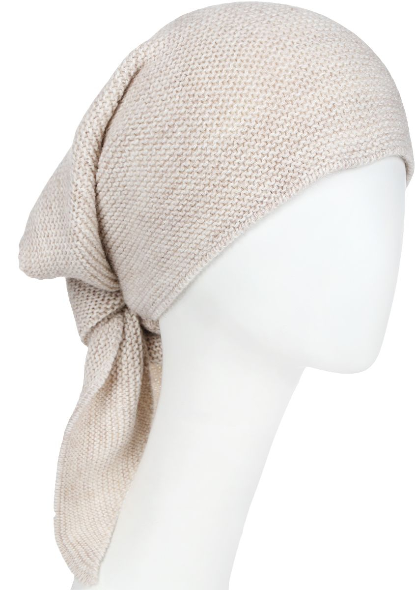 Orenburg Beige Knitted Wool Triangular Headscarf Product sku Z190918