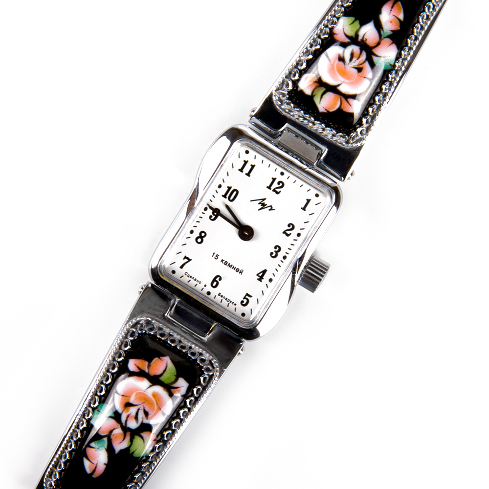 Часы киров. Finift Enamel Bracelet watch with Square Dial in Black. Угличский часовой завод часы с финифтью. Часы Луч с финифтью. Часы наручные финифть.