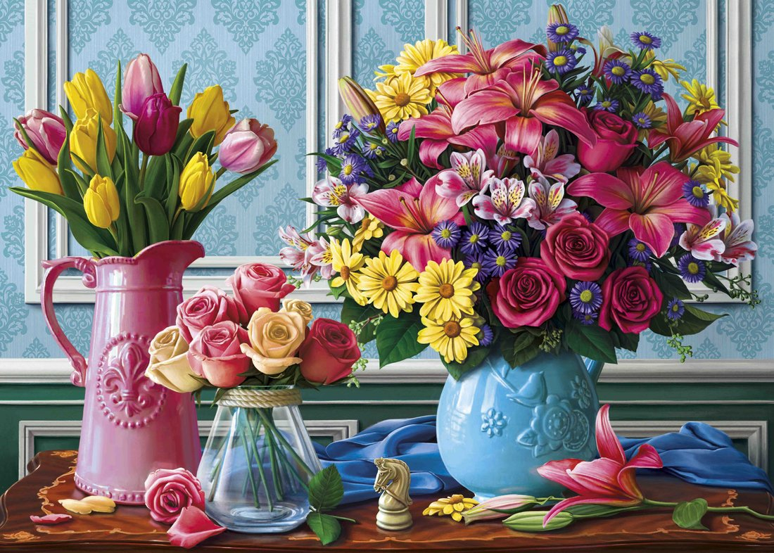 Bright bouquets 500 pc. Jigsaw Puzzle for Adults & Kids 500 pieces ...