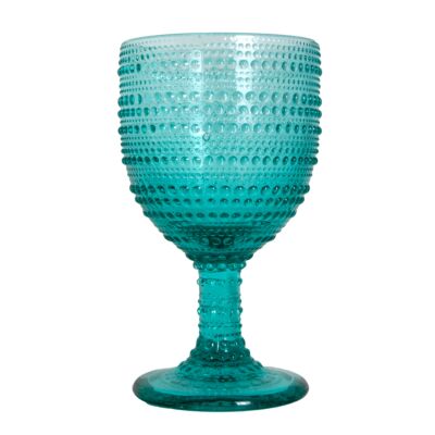 Turquoise Faceted Stackable Drinking Glasses Set of 4