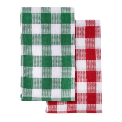 Daisy Flower 100% Natural Cotton Waffle Weave Kitchen Towels, Set of 3