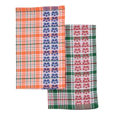 COLORED CHECK KITCHEN TOWELS (PACK OF 2) - Green