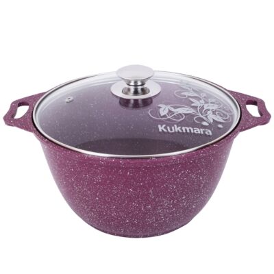 KUKMARA 4.2 Qt Aluminum Marble Non-Stick Pot w/Glass Lid - On Sale