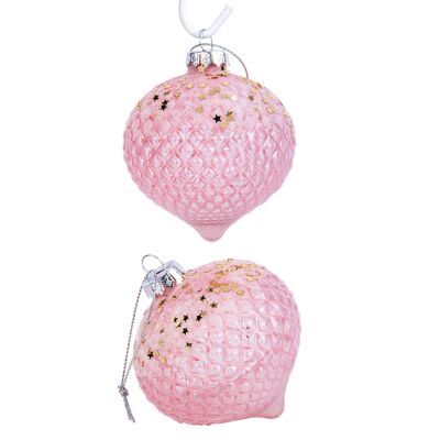 Set Of 8 Chic Pink Velvet Glass Ornaments