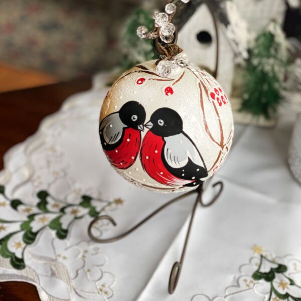 Sweet Couple Bullfinch Glass Tree Ornament Ball