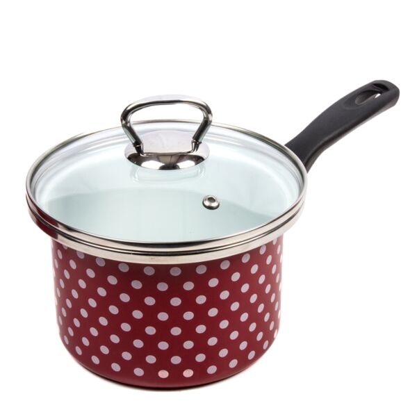 STP Goods Cute Ducklings Enamel on Steel 1.6-Quart Saucepan w/Lid - White, Yellow