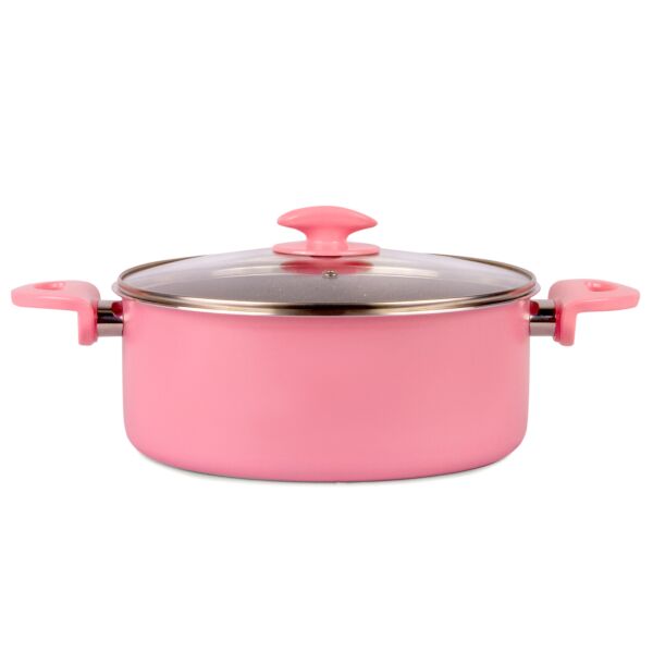 GHOONEY Flat Bottom Pan Pink Non-Stick Pot for Gas Stoves and Cooker Use  Baking Pans