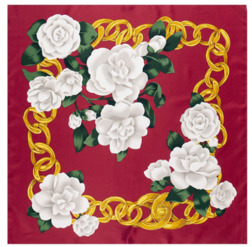 Dolce & Gabbana Rose Print Silk Scarf White Red