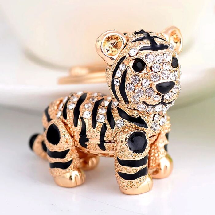 Tiger Keychain Gold Sparkling Charms