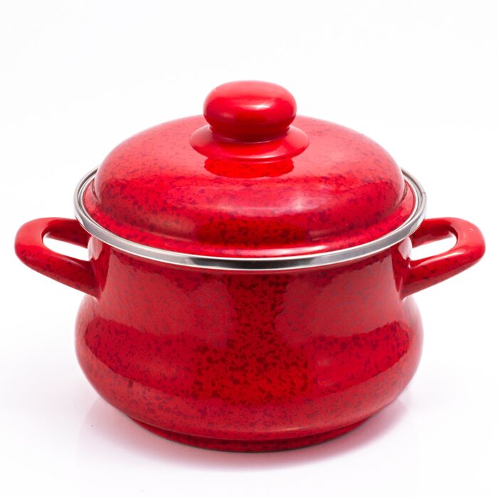 Red Enamelware Pot Porcelain Enamel Cookware