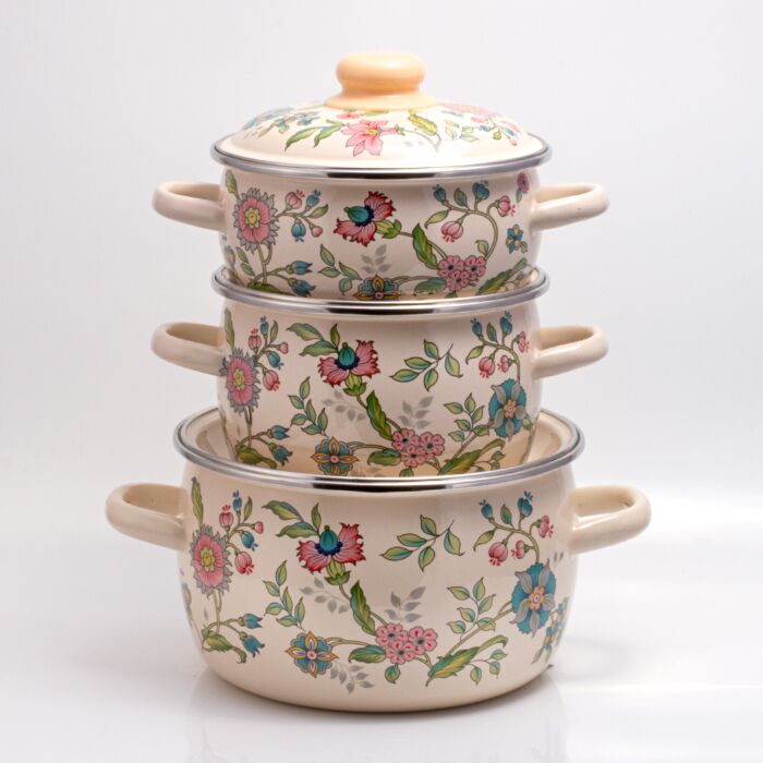 Meadow Flowers Enamel Cooking Pot Set