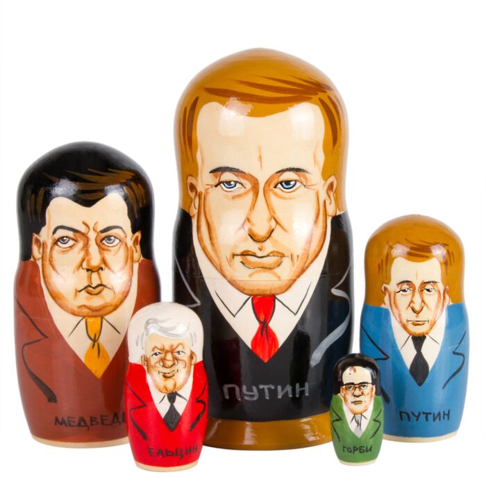 Putin and Trump Matryoshka Nesting Doll 5 pc