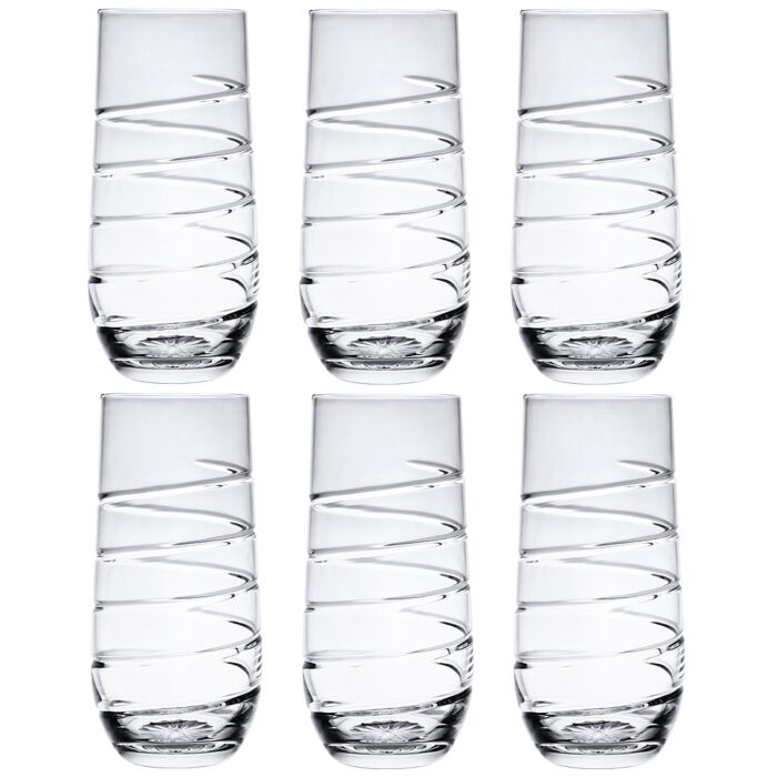 Set of 6 Crystal Highball Durable Drinking Glasses Limited Edition Glassware