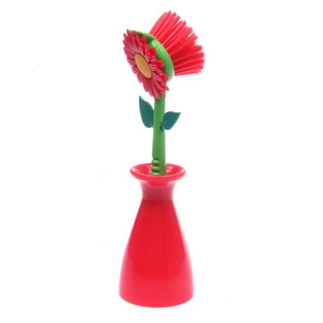 Wholesale Flower Power Orange Dish Brush With Vase - JTY/White Magic -  Fieldfolio