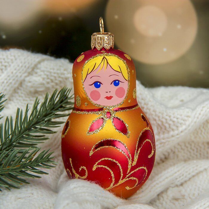 Red Velvet Glass Christmas Tree Ornaments Set of 2
