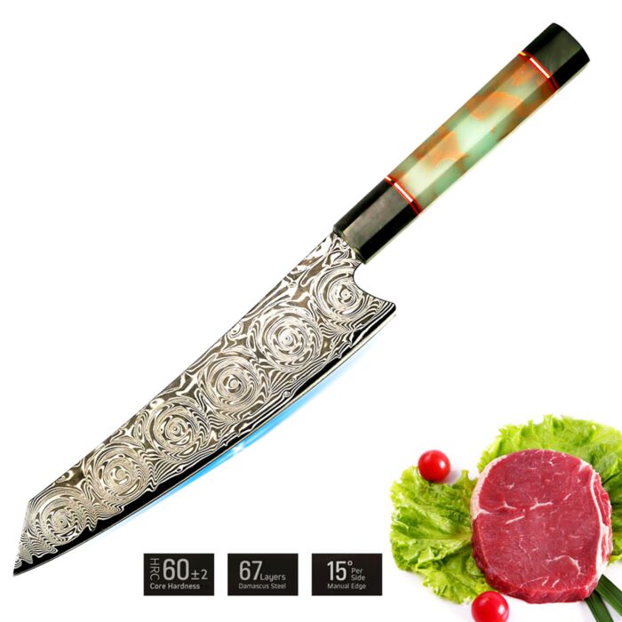 8'' Damascus Pattern Japanese Chef Knife – RITSU Knife