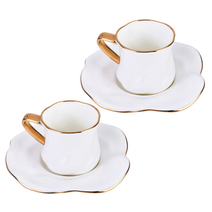 Set of TWO White Espresso Cups With Handle and Saucers, 2 Ceramic Cups With  Tree, Pottery 5 Oz Espresso Cups, Teacups or Coffee Cups -  Denmark