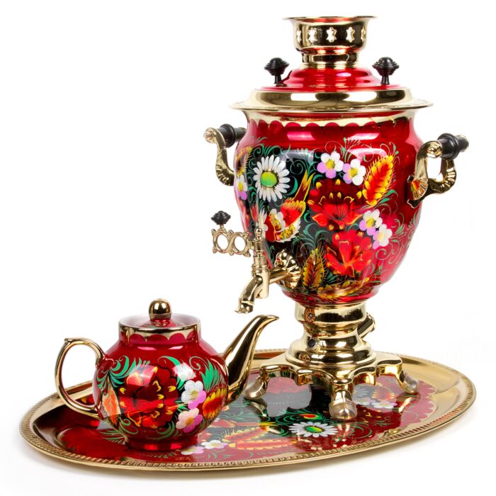 Electric Samovar Tea Maker Red Floral Design Samovar Tea Maker Gift,  Russian USSR Samovar Turkish Samovar 220V 110V Coffee Maker-es5 