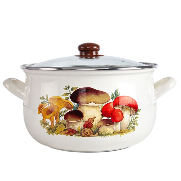 Bird of Paradise Belly Deep Stock Pot with Glass Lid