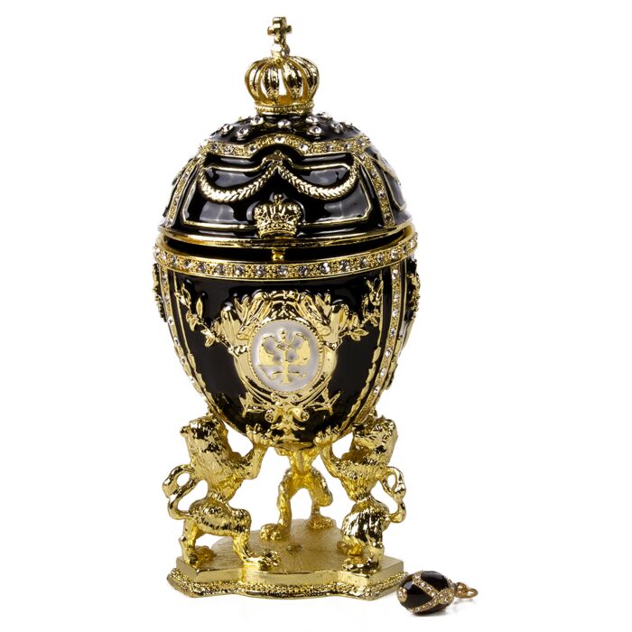 Lions Black Imperial Egg Jewelry Box (Medium)