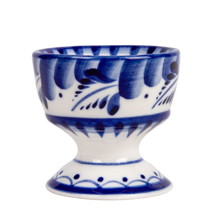 delft blue ceramic chicken egg cup holder standing