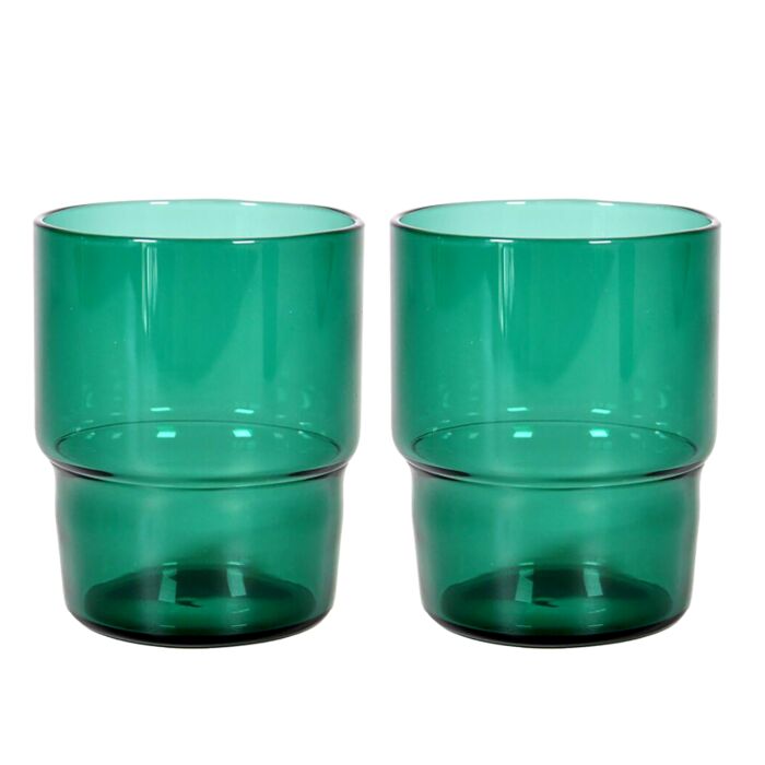 Borosilicate Glass Stackable Tumbler Set of 2 (color: blue) 13.2 fl oz (390  ml)