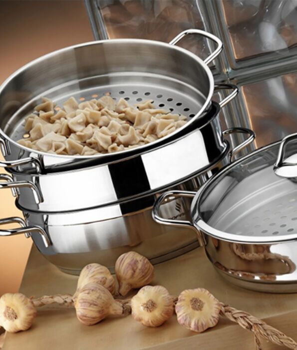 Stainless Steel Steamer 3 Tier Layer Soup Pot Set Kitchen Cookware