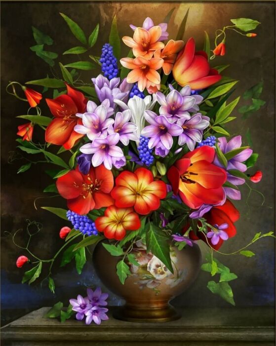 Painting By Number Flower Arranging 40x50 Diamond Painting On