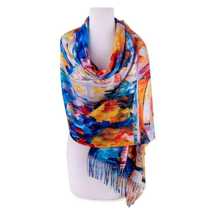 Reversible Cashmere Scarf with the Print - reproduction of L. Afremov  paintings