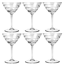 Handmade Set of 6 Crimson Swirl Memoirs Martini Glasses (Mexico