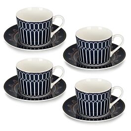 White and Gold Beaded Espresso Cup and Saucer