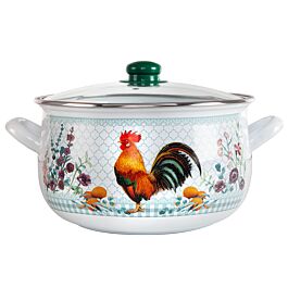 STP Goods Cute Ducklings Enamel on Steel 1.6-Quart Saucepan w/Lid - White, Yellow