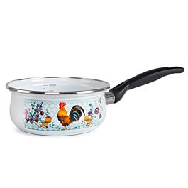 STP Goods Cute Ducklings Enamel on Steel 1.6-Quart Saucepan w/Lid - White, Yellow