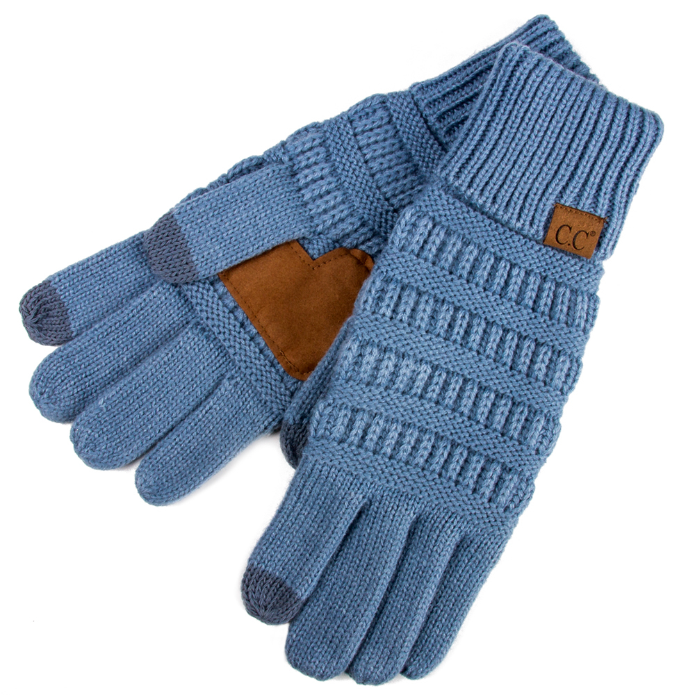 Blue Cable Knit Touchscreen Gloves Product sku Z162881