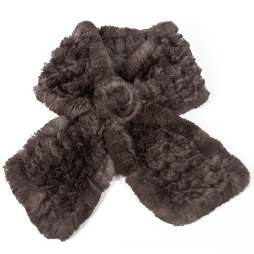 Download Sable Color Rabbit Fur Knitted Scarf | Product sku Z-190269