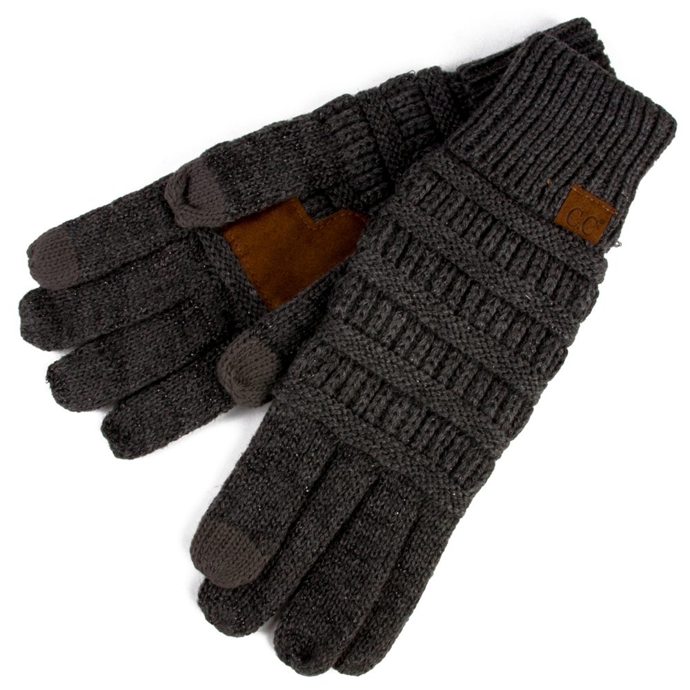 Dark Gray Cable Knit Touchscreen Gloves | Product sku Z-164070