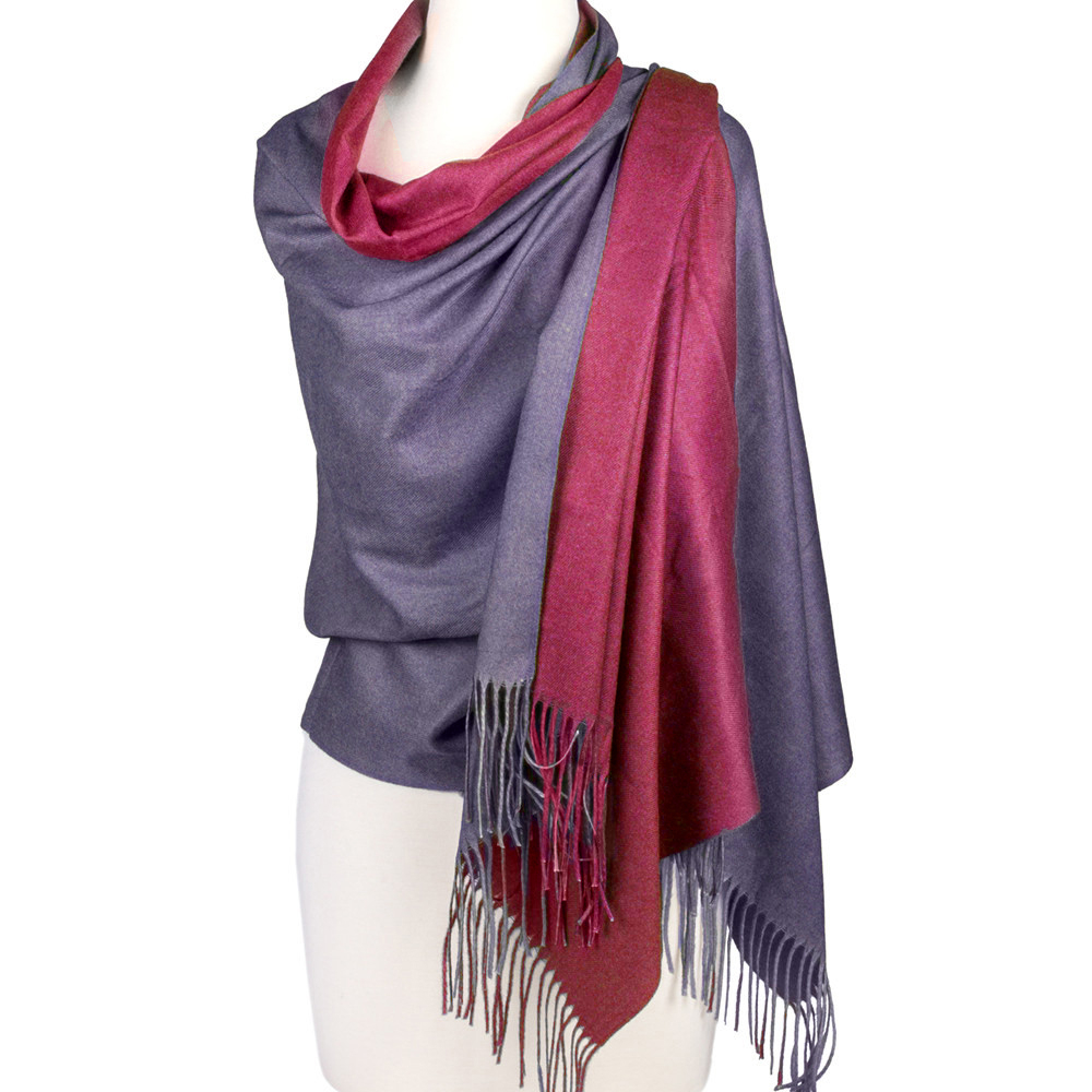 Reversible Wool Blend Scarf in Сranberry/Gray | Product sku Z-180008