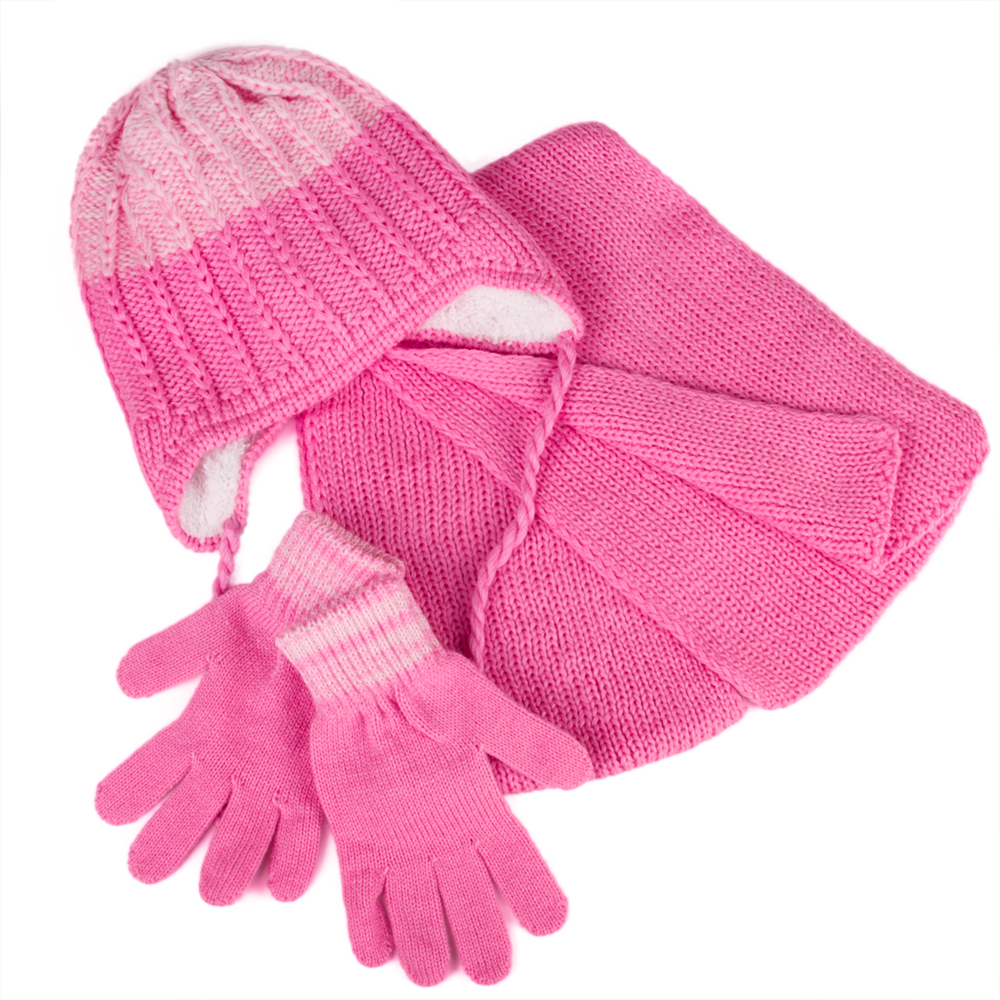 Girls' Hat, Scarf and Gloves Set (Pale Pink) | Product sku Z-159527